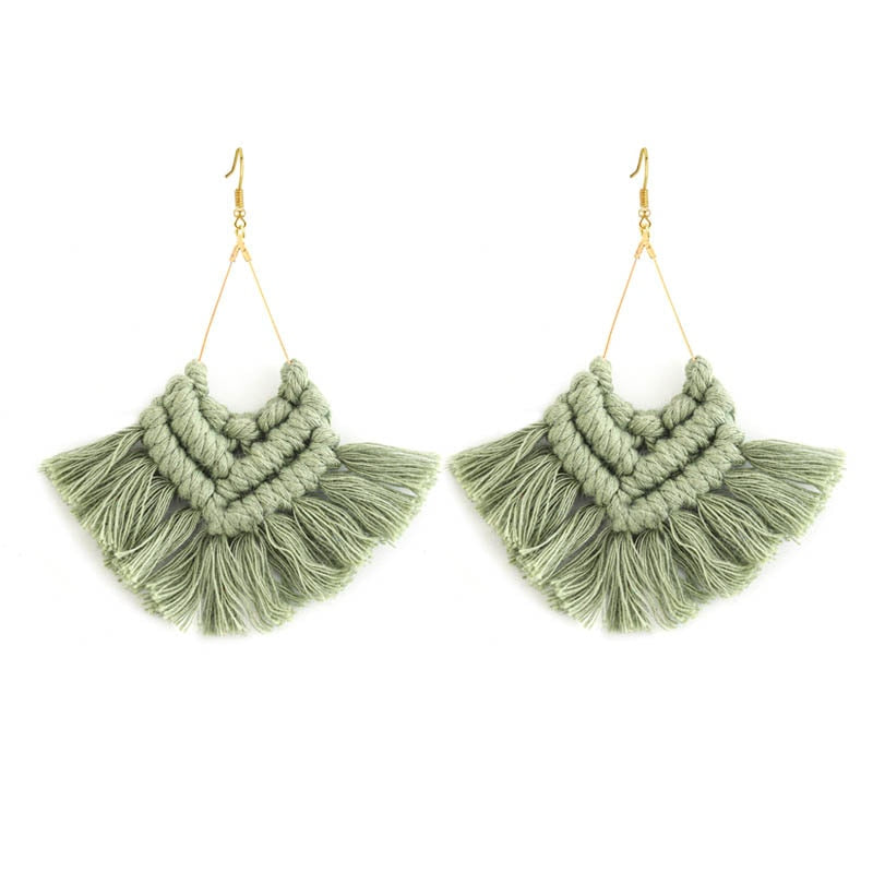 Macrame Feather Earrings