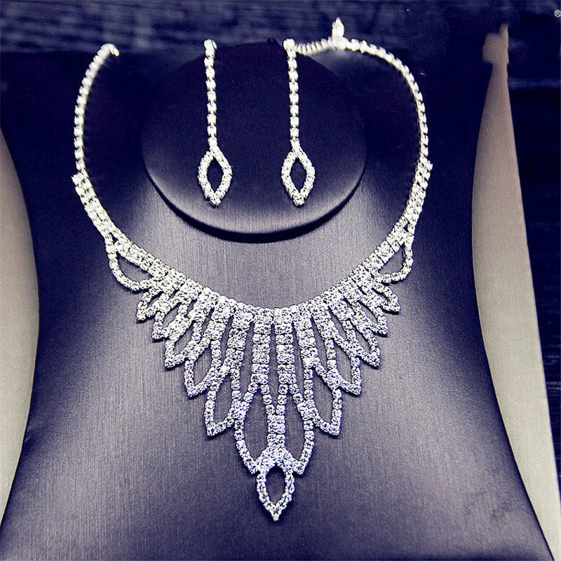 Bold Rhinestone Tassel Jewelry Set