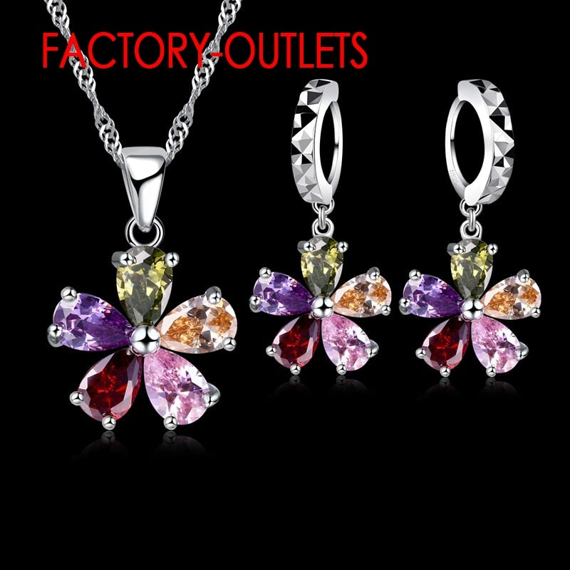 Multi Color Flower Jewelry Set