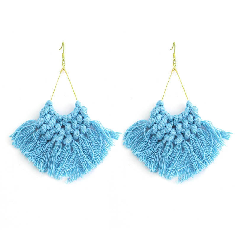 Macrame Feather Earrings