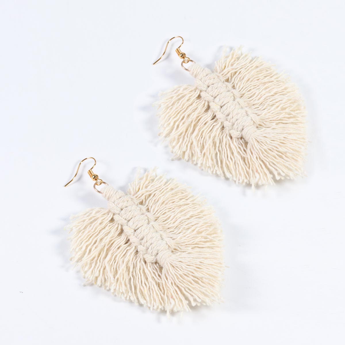 Macrame Feather Earrings