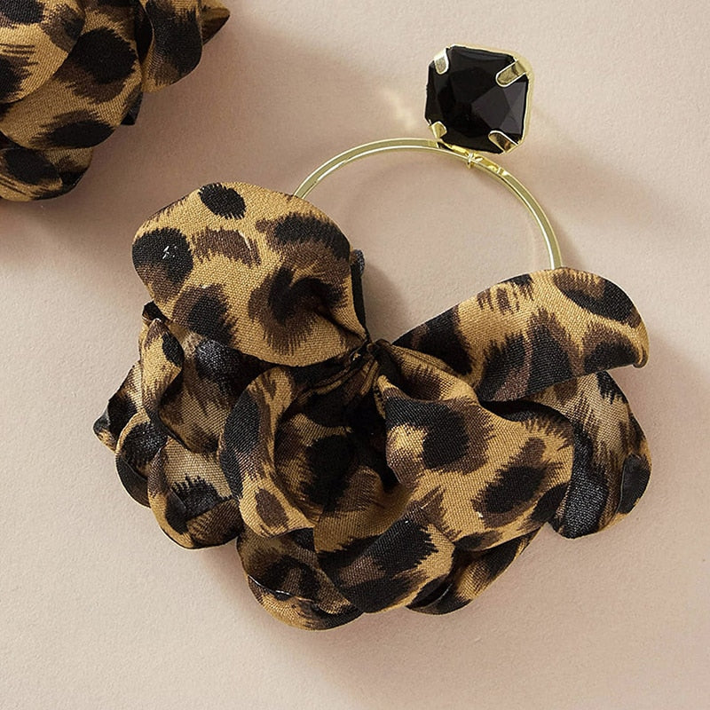 Large Leopard Pouf Earrings