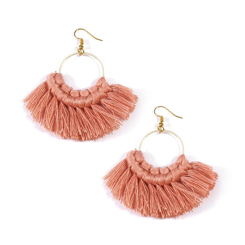 Macrame Feather Earrings