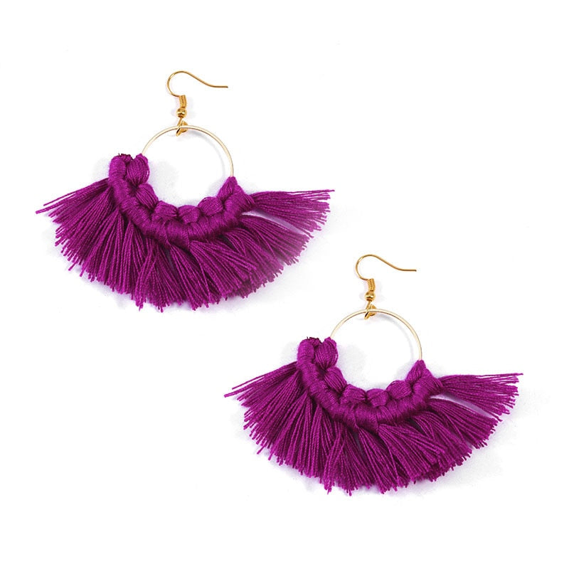 Macrame Feather Earrings