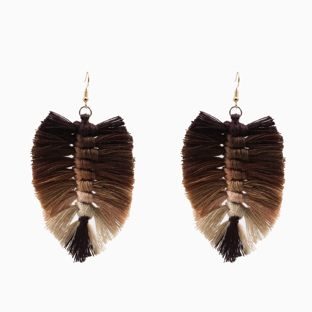 Macrame Feather Earrings