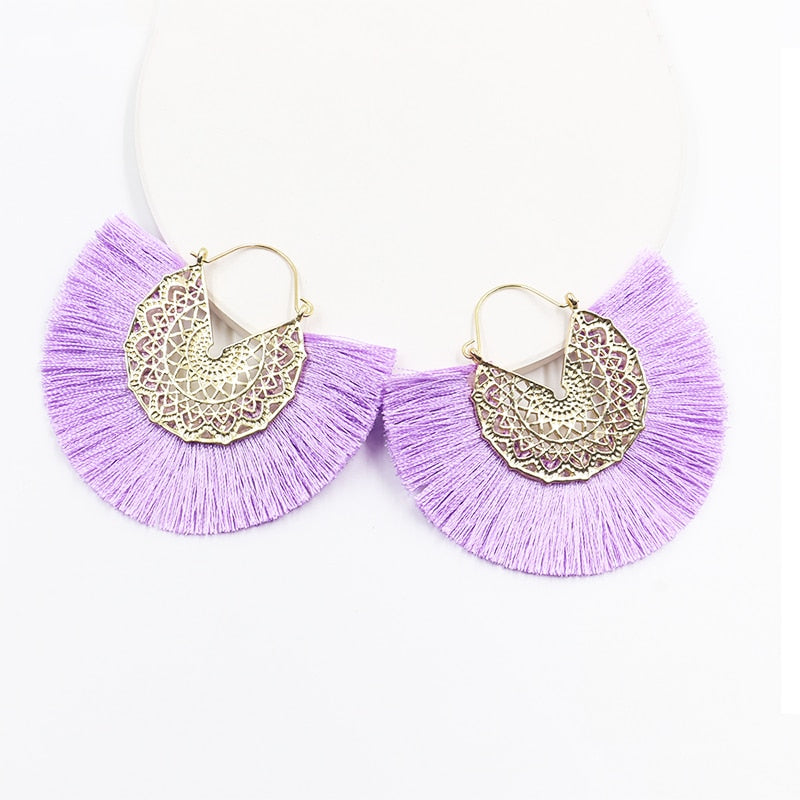 Metal Scroll and Fringe Earrings