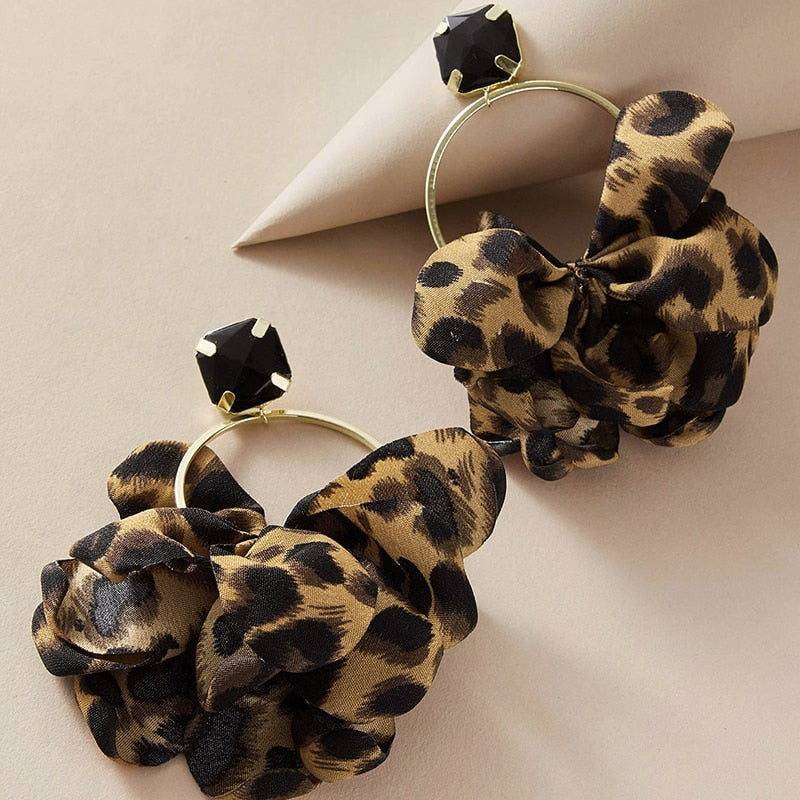 Large Leopard Pouf Earrings