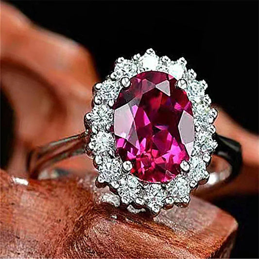 Rose Red Crystal Ring