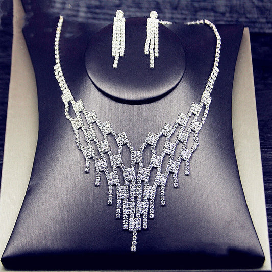 Bold Rhinestone Tassel Jewelry Set