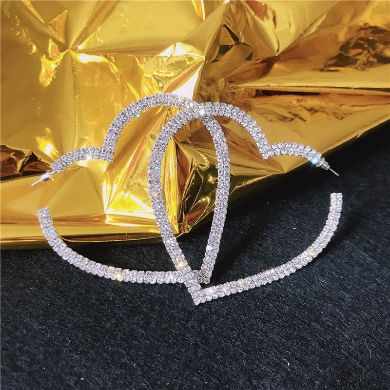 Big Heart CZ Hoops