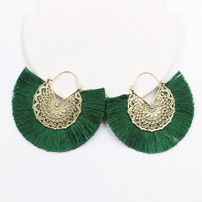 Metal Scroll and Fringe Earrings