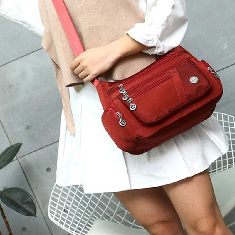 Zipper Pockets Shoulder Bag