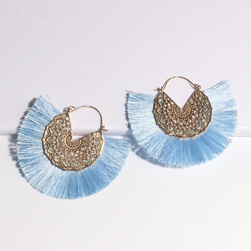 Metal Scroll and Fringe Earrings