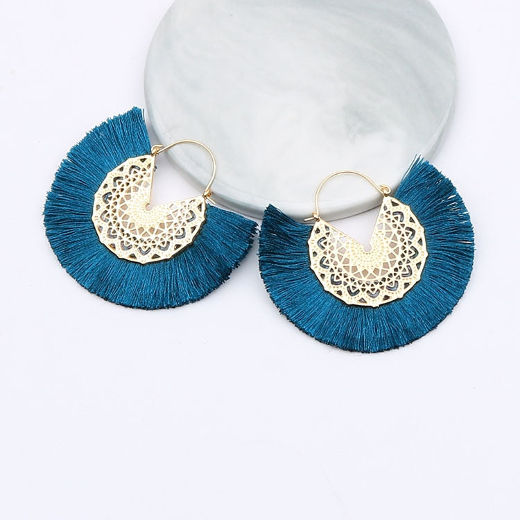 Metal Scroll and Fringe Earrings