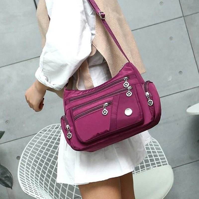 Zipper Pockets Shoulder Bag