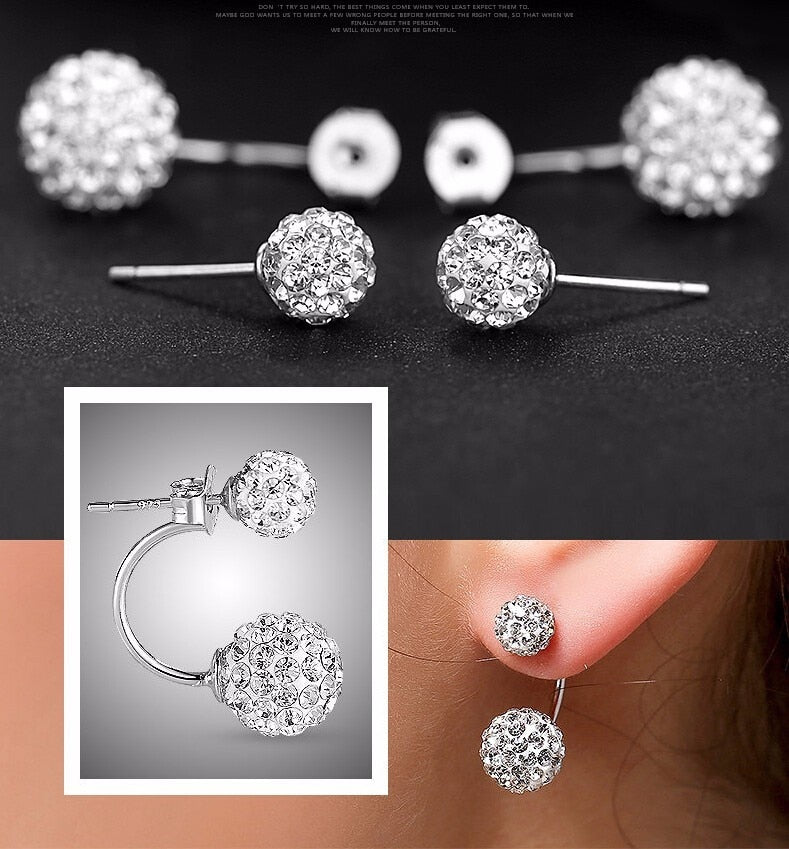 Double Rhinestone Ball Jacket Earrings