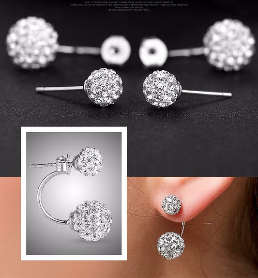 Double Rhinestone Ball Jacket Earrings