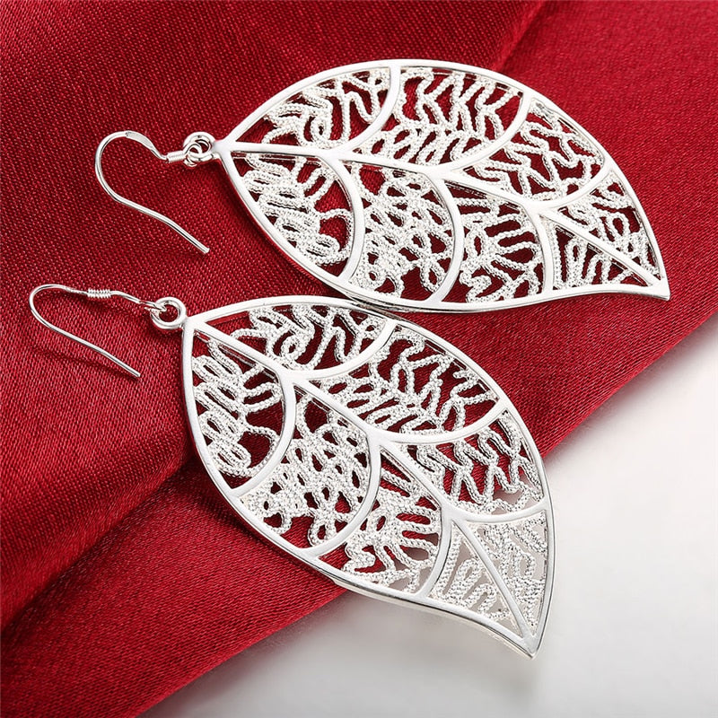 Silver Leaf Dangle Earring