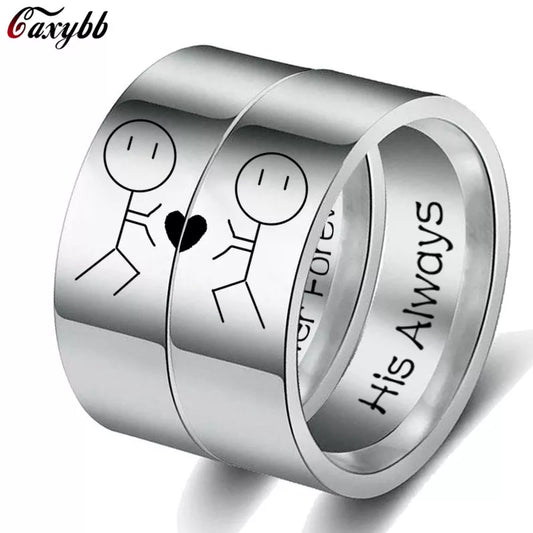 Stainless Steel Couples Heart Ring