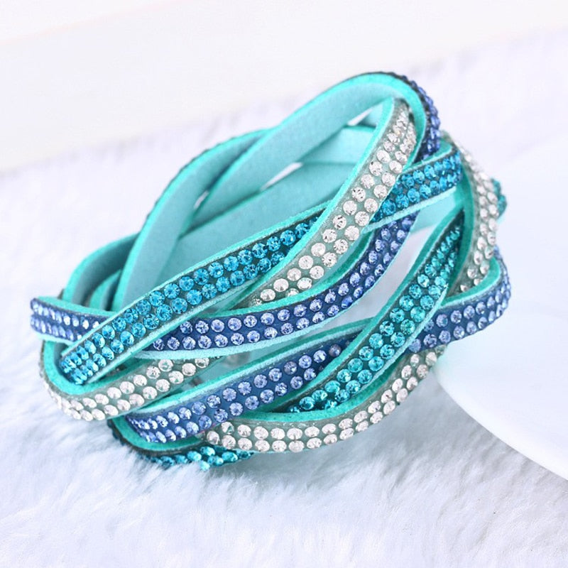 Braided Rhinestone Wrap Bracelet