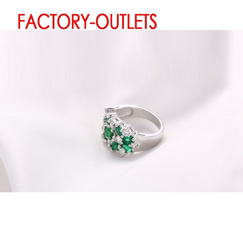 Green Rhinestone Flower Ring