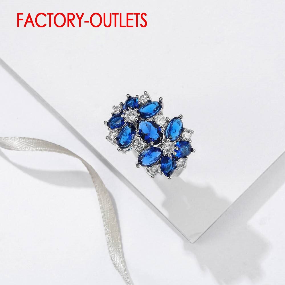 Blue Flower Rhinestone Ring