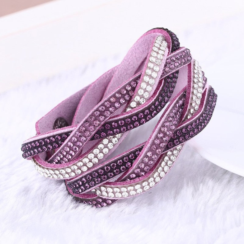 Braided Rhinestone Wrap Bracelet