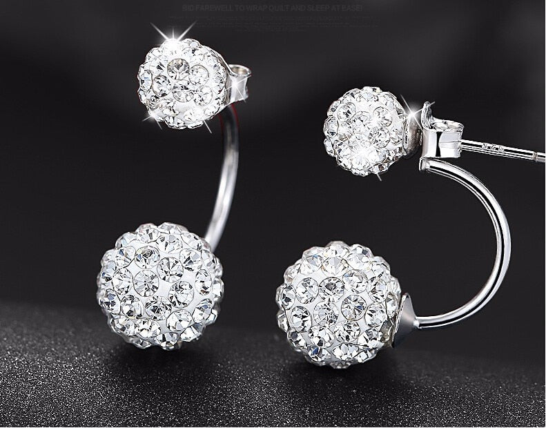 Double Rhinestone Ball Jacket Earrings