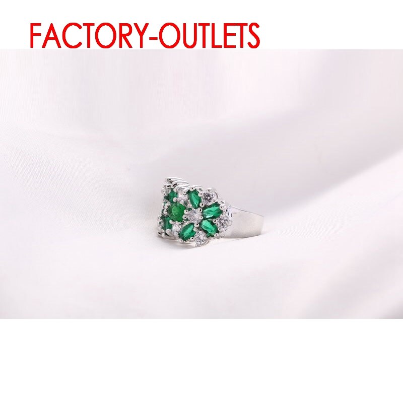 Green Rhinestone Flower Ring