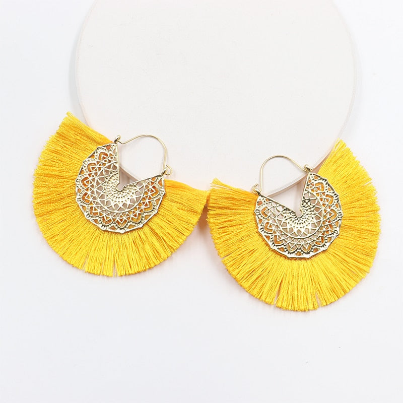 Metal Scroll and Fringe Earrings