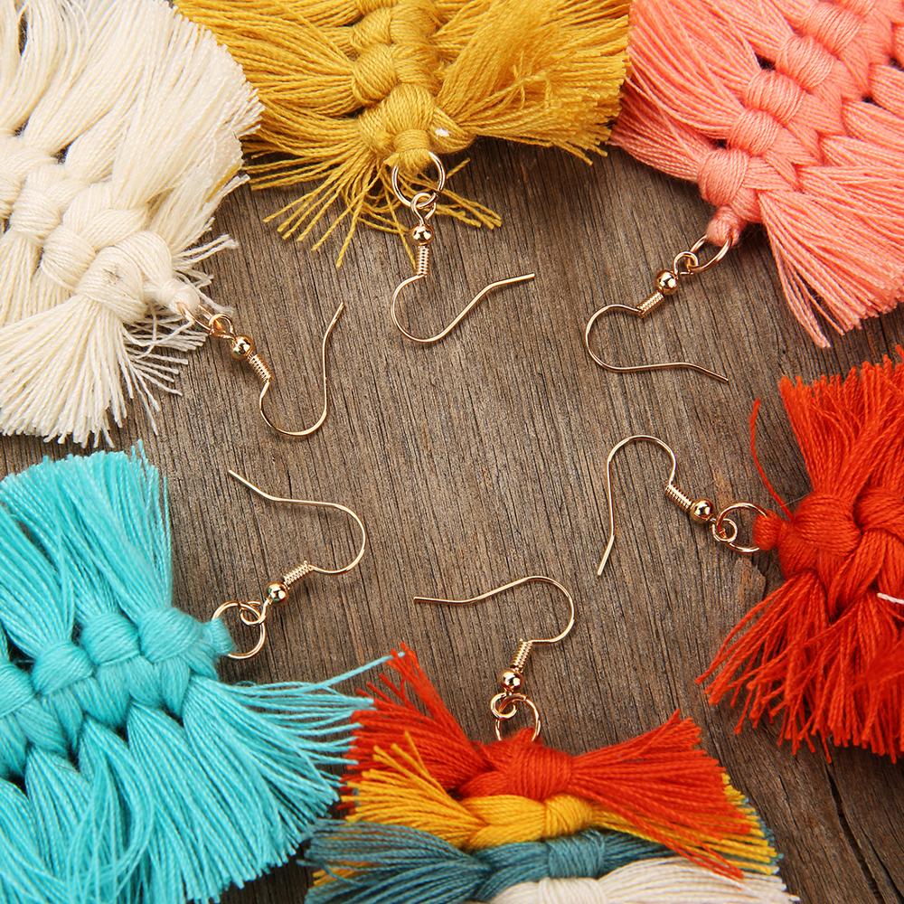 Macrame Feather Earrings