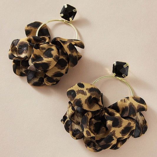 Large Leopard Pouf Earrings