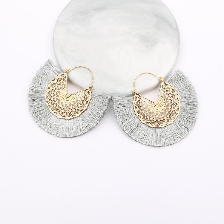 Metal Scroll and Fringe Earrings