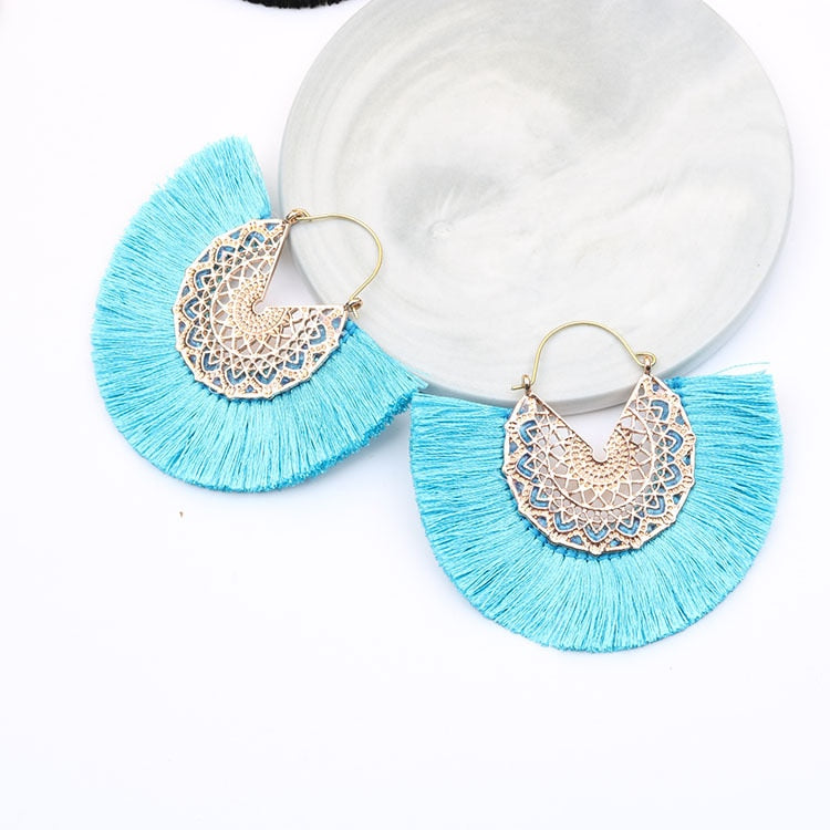 Metal Scroll and Fringe Earrings