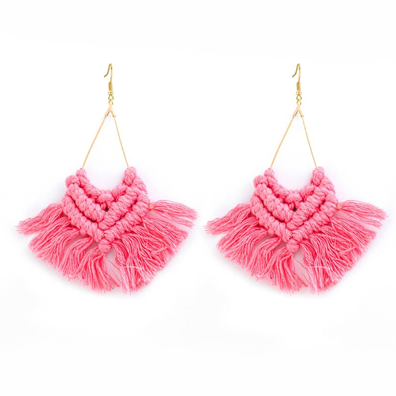 Macrame Feather Earrings