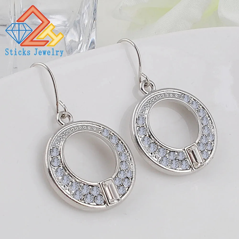 Open Circle Rhinestone Earrings