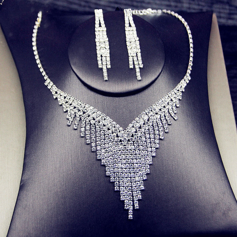 Bold Rhinestone Tassel Jewelry Set