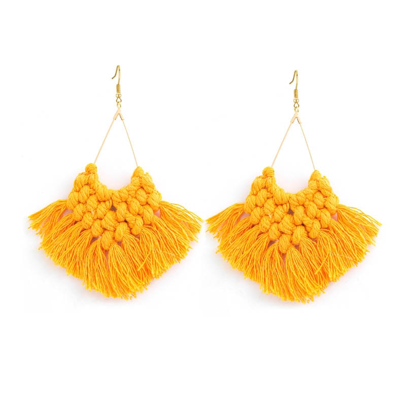 Macrame Feather Earrings