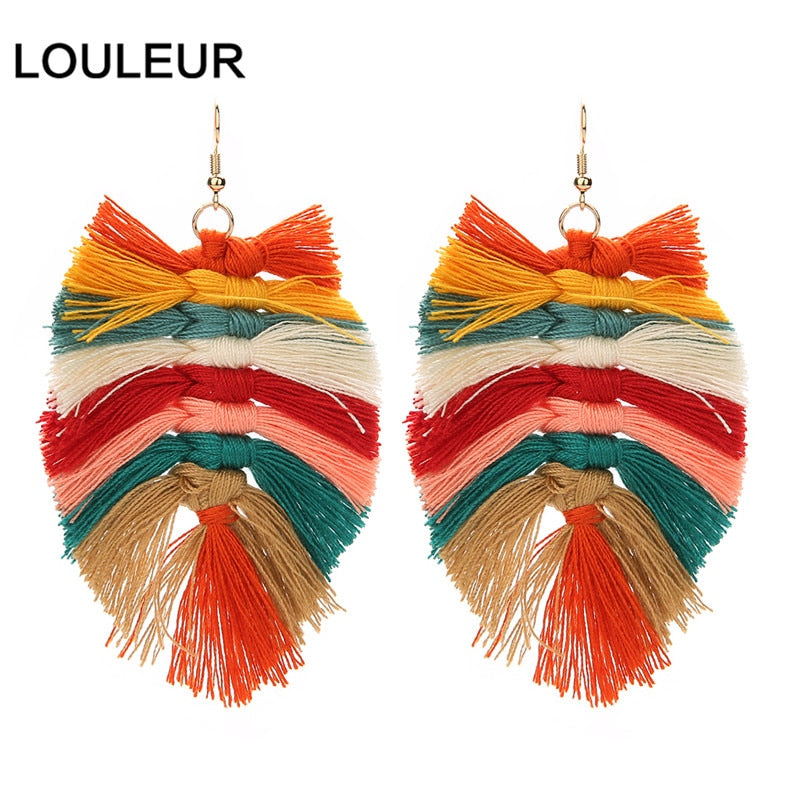 Macrame Feather Earrings