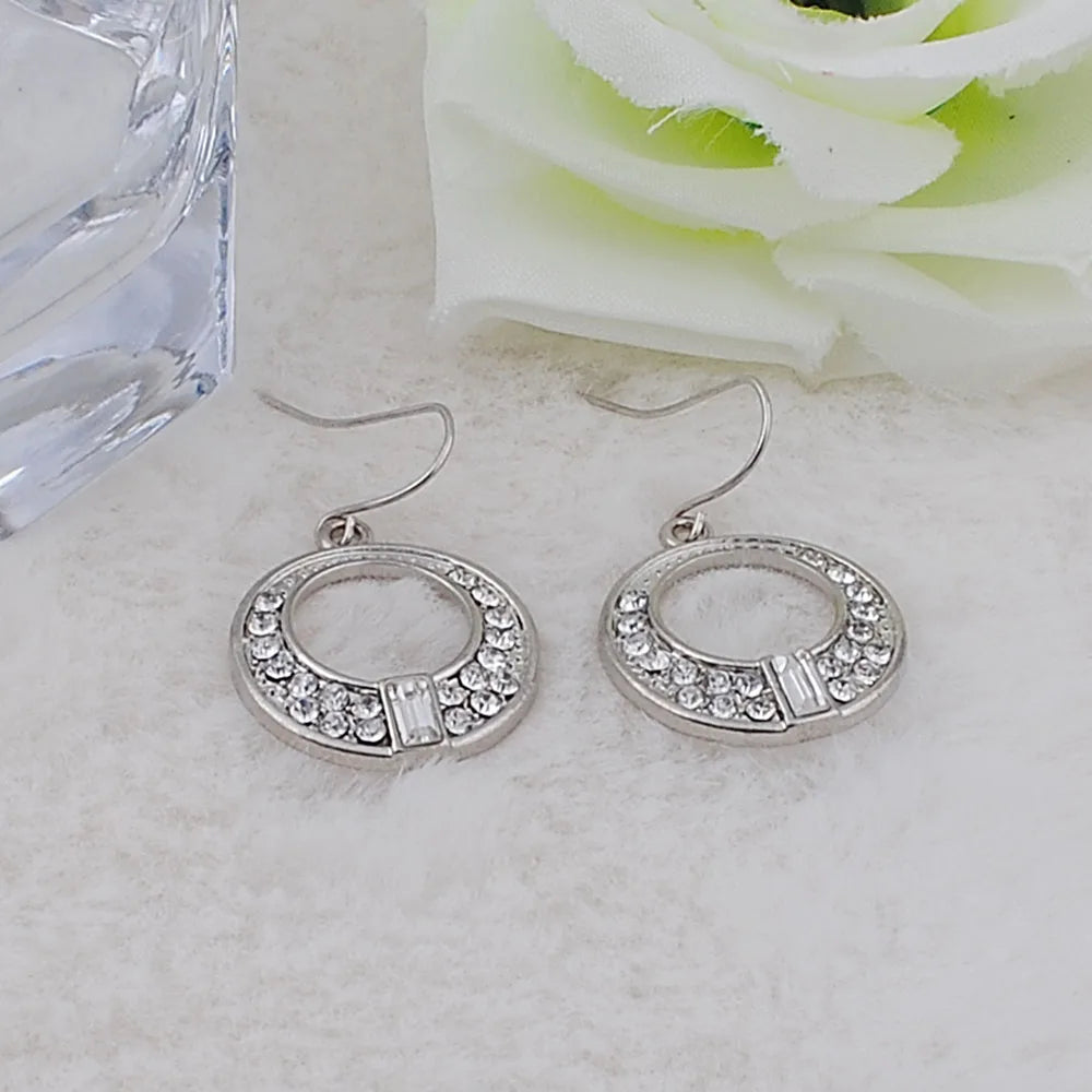 Open Circle Rhinestone Earrings