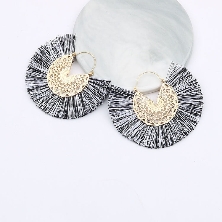 Metal Scroll and Fringe Earrings