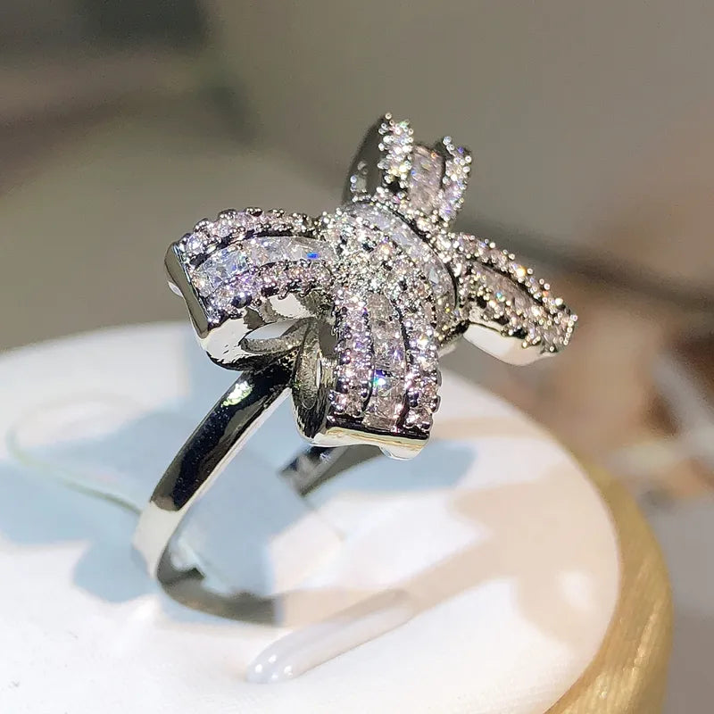 Bow Knot Zircon Stone Ring