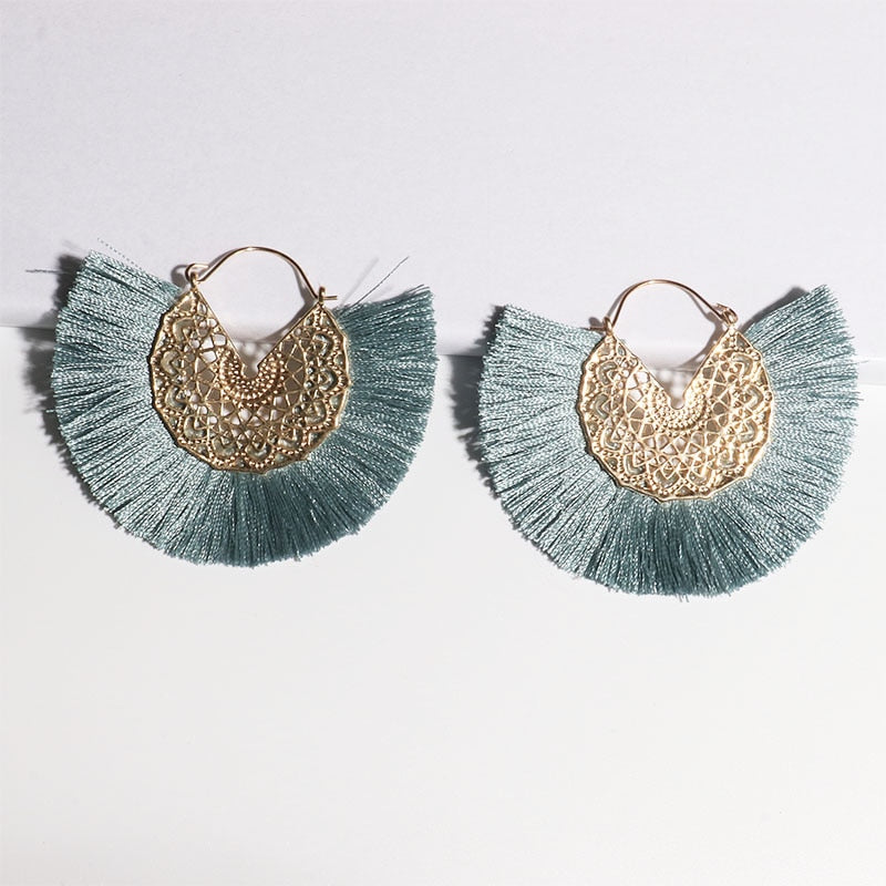 Metal Scroll and Fringe Earrings