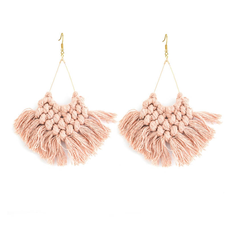 Macrame Feather Earrings