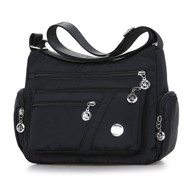 Zipper Pockets Shoulder Bag