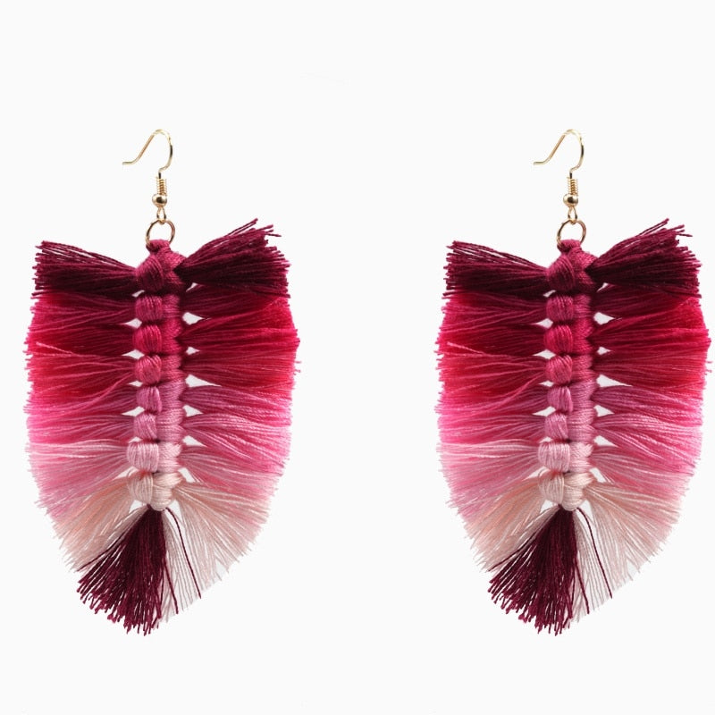 Macrame Feather Earrings