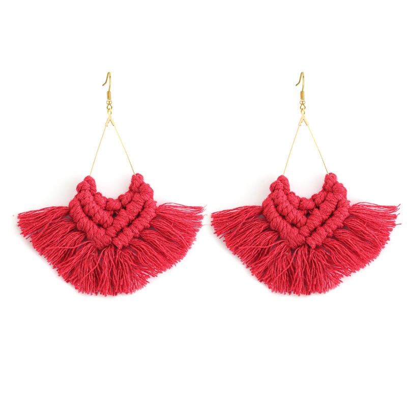 Macrame Feather Earrings