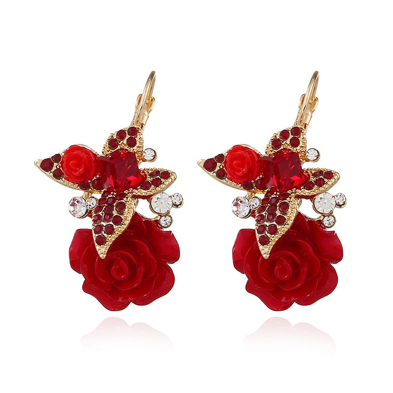 Butterfly and Rose Earrings