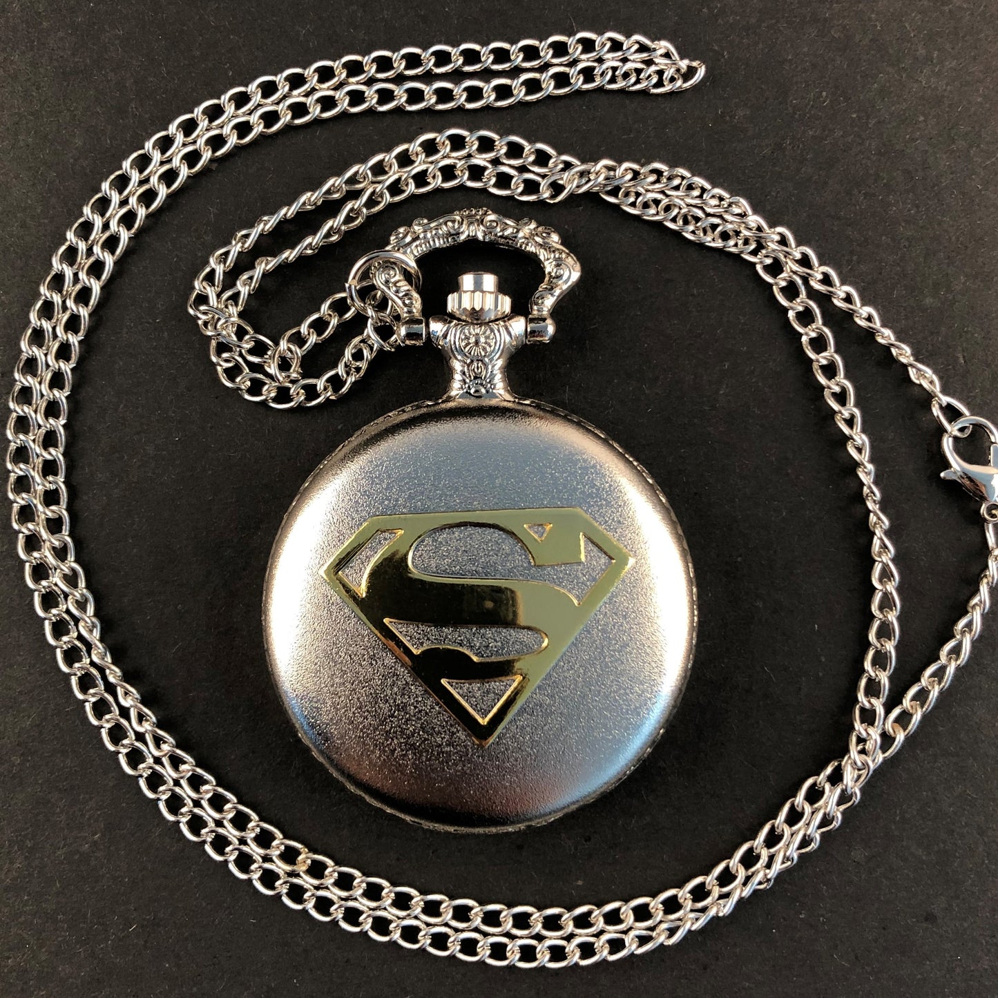 Silver Superman Quartz Pocket Watch