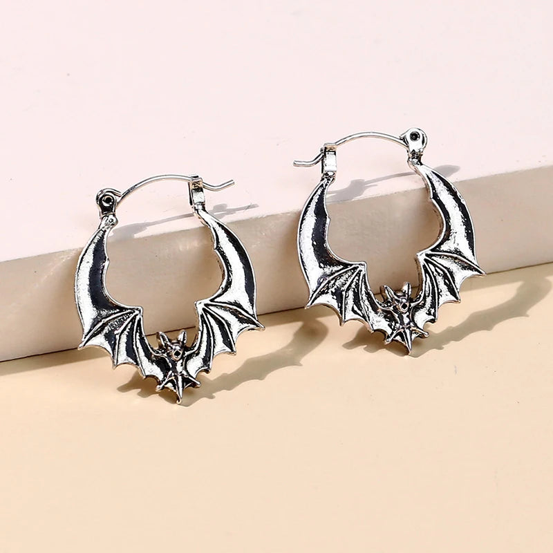 Vampire Bat Hoop Earrings